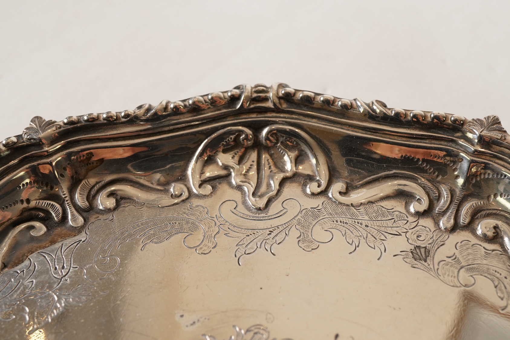 A Victorian silver waiter, by Martin, Hall & Co